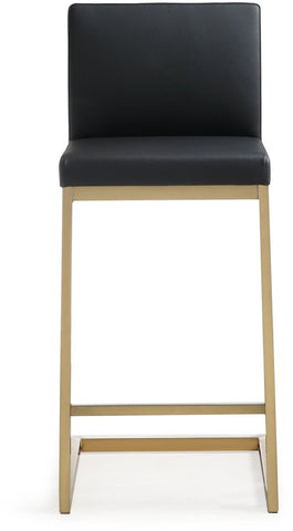 Parma Black Performance Vegan Leather and Gold Steel Counter Stool - Set of 2 Model: TOV-K3665