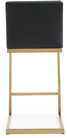 Parma Black Performance Vegan Leather and Gold Steel Counter Stool - Set of 2 Model: TOV-K3665
