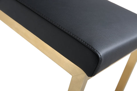 Parma Black Performance Vegan Leather and Gold Steel Counter Stool - Set of 2 Model: TOV-K3665