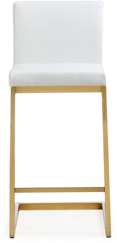 Parma White Performance Vegan Leather and Gold Steel Counter Stool - Set of 2 Model: TOV-K3666