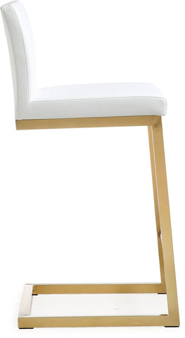 Parma White Performance Vegan Leather and Gold Steel Counter Stool - Set of 2 Model: TOV-K3666