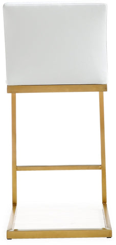 Parma White Performance Vegan Leather and Gold Steel Counter Stool - Set of 2 Model: TOV-K3666