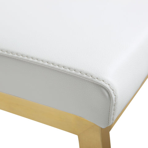 Parma White Performance Vegan Leather and Gold Steel Counter Stool - Set of 2 Model: TOV-K3666