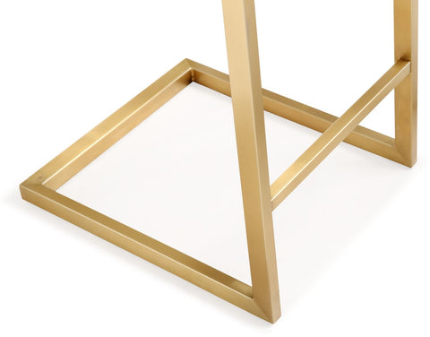 Parma White Performance Vegan Leather and Gold Steel Counter Stool - Set of 2 Model: TOV-K3666