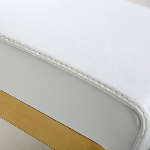 Parma White Performance Vegan Leather and Gold Steel Counter Stool - Set of 2 Model: TOV-K3666