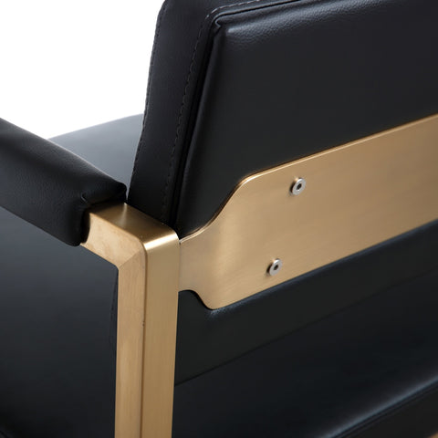 Director Black Performance Vegan Leather and Gold Steel Counter Stool Model: TOV-K3667