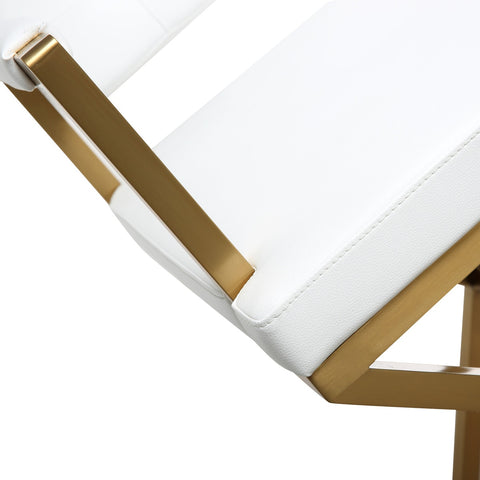 Director White Performance Vegan Leather and Gold Steel Counter Stool Model: TOV-K3668