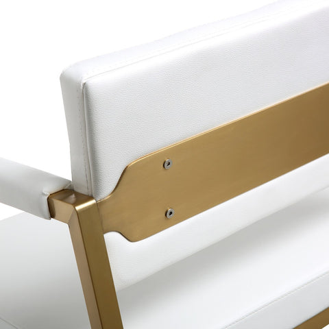 Director White Performance Vegan Leather and Gold Steel Counter Stool Model: TOV-K3668