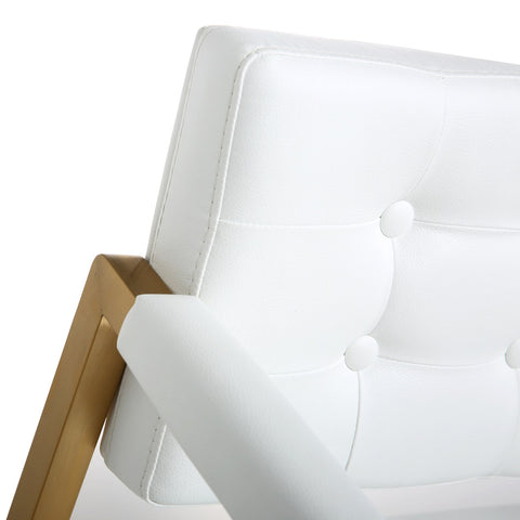 Director White Performance Vegan Leather and Gold Steel Counter Stool Model: TOV-K3668