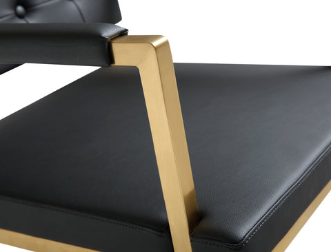 Director Black Performance Vegan Leather and Gold Steel Barstool Model: TOV-K3669