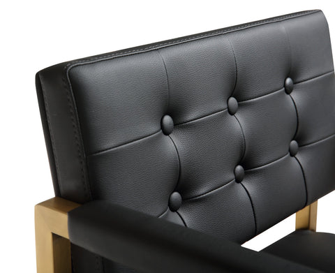 Director Black Performance Vegan Leather and Gold Steel Barstool Model: TOV-K3669