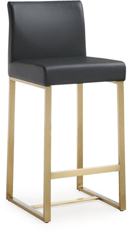 Denmark Black Performance Vegan Leather and Gold Steel Counter Stool - Set of 2 Model: TOV-K3671