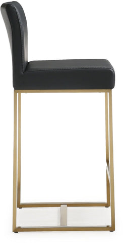 Denmark Black Performance Vegan Leather and Gold Steel Counter Stool - Set of 2 Model: TOV-K3671