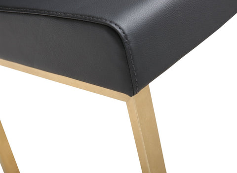 Denmark Black Performance Vegan Leather and Gold Steel Counter Stool - Set of 2 Model: TOV-K3671