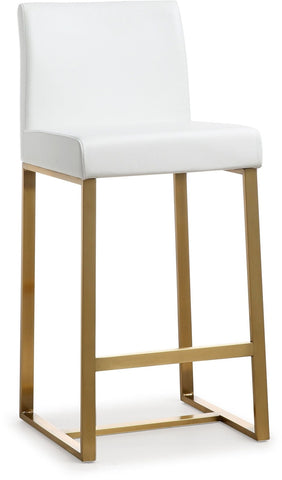 Denmark White Performance Vegan Leather and Gold Steel Counter Stool - Set of 2 Model: TOV-K3672