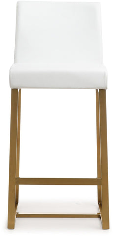 Denmark White Performance Vegan Leather and Gold Steel Counter Stool - Set of 2 Model: TOV-K3672