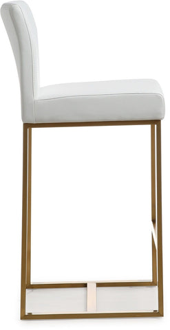 Denmark White Performance Vegan Leather and Gold Steel Counter Stool - Set of 2 Model: TOV-K3672