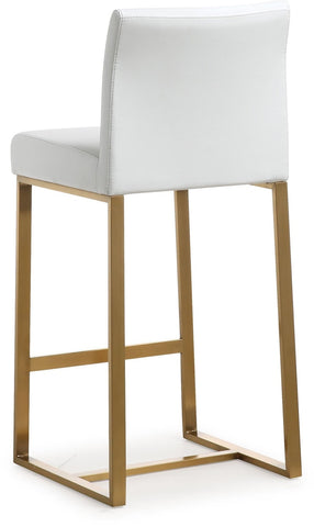 Denmark White Performance Vegan Leather and Gold Steel Counter Stool - Set of 2 Model: TOV-K3672