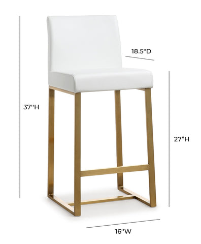 Denmark White Performance Vegan Leather and Gold Steel Counter Stool - Set of 2 Model: TOV-K3672