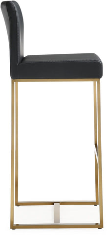 Denmark Black Performance Vegan Leather and Gold Steel Barstool - Set of 2 Model: TOV-K3673
