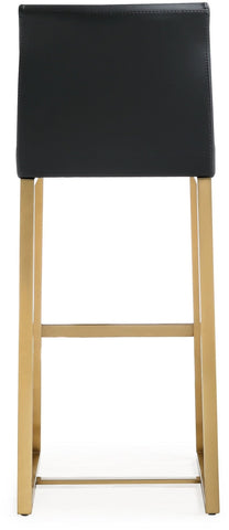 Denmark Black Performance Vegan Leather and Gold Steel Barstool - Set of 2 Model: TOV-K3673