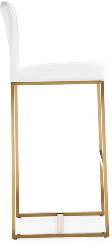 Denmark White Performance Vegan Leather and Gold Steel Barstool - Set of 2 Model: TOV-K3674