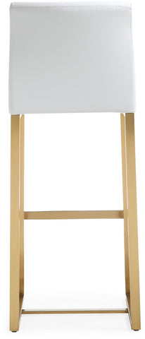 Denmark White Performance Vegan Leather and Gold Steel Barstool - Set of 2 Model: TOV-K3674