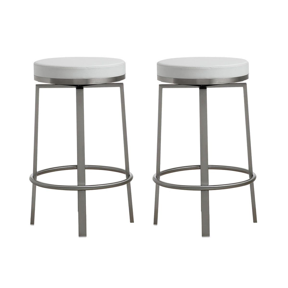 Pratt White Performance Vegan Leather Swivel Counter Stool - Set of 2 Model: TOV-K3676