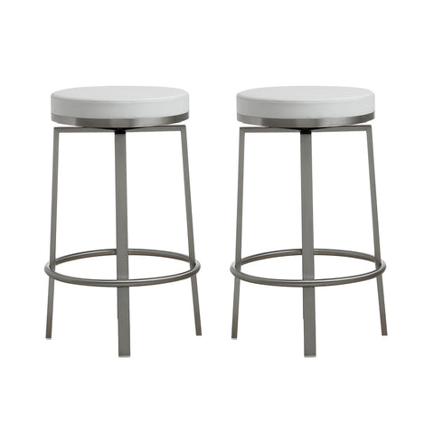 Pratt White Performance Vegan Leather Swivel Counter Stool - Set of 2 Model: TOV-K3676