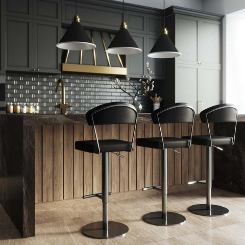 Cosmo Black Performance Vegan Leather on Black Steel Barstool Model: TOV-K3681