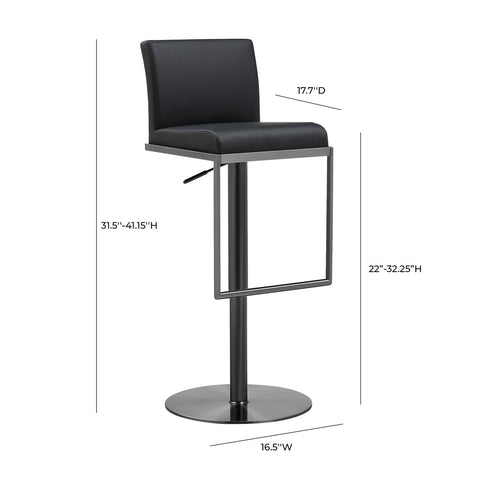 Amalfi Black Performance Vegan Leather on Black Stool Model: TOV-K3682