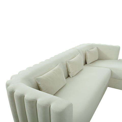 Callie Cream Velvet Sectional - RAF Model: TOV-L44156-L44158
