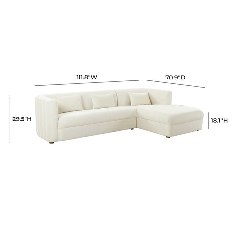 Callie Cream Velvet Sectional - RAF Model: TOV-L44156-L44158
