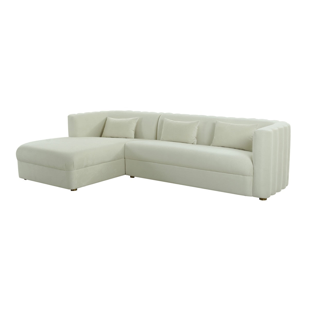 Callie Cream Velvet Sectional - LAF Model: TOV-L44157-L44159