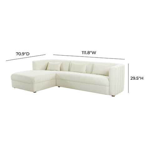 Callie Cream Velvet Sectional - LAF Model: TOV-L44157-L44159
