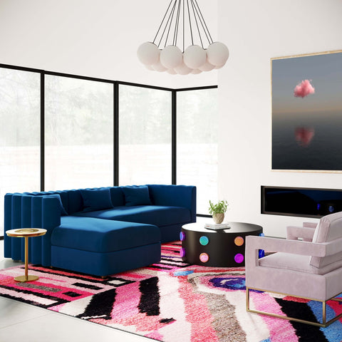 Callie Navy Velvet Sectional - LAF Model: TOV-L44161-L44163
