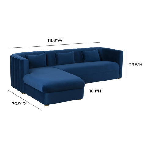 Callie Navy Velvet Sectional - LAF Model: TOV-L44161-L44163