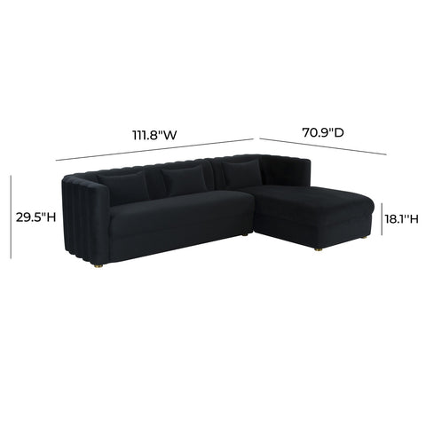 Callie Black Velvet Sectional - RAF Model: TOV-L44164-L44166