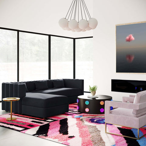 Callie Black Velvet Sectional - LAF Model: TOV-L44165-L44167