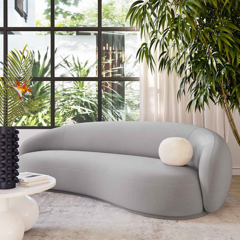 Kendall Light Grey Velvet Sofa Model: TOV-L44180