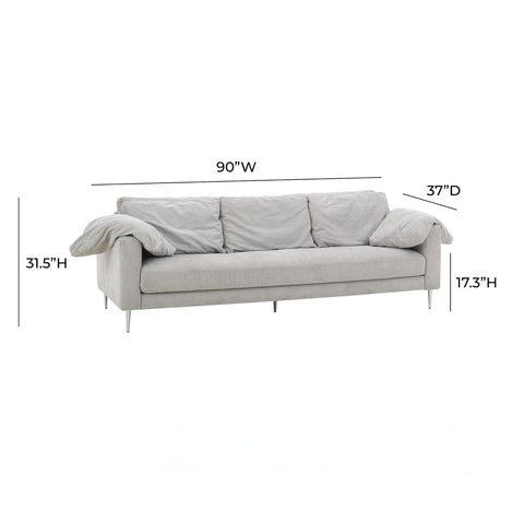 Vari Light Grey Textured Velvet Lounge Sofa Model: TOV-L54243