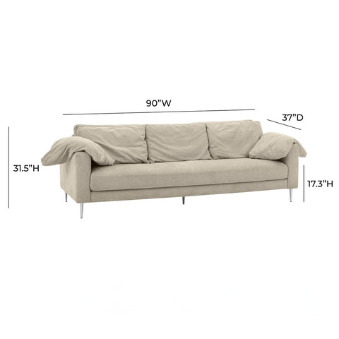 Vari Beige Textured Velvet Lounge Sofa Model: TOV-L54244