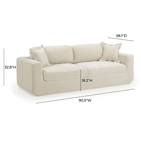 Miri Cream Upcycled Washed Velvet Sofa Model: TOV-L54444