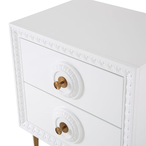 Bovey White Lacquer Side Table Model: TOV-L5525