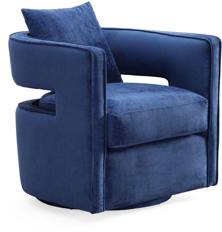 Kennedy Navy Textured Velvet Swivel Chair Model: TOV-L6124