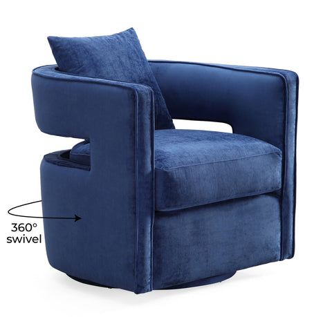Kennedy Navy Textured Velvet Swivel Chair Model: TOV-L6124