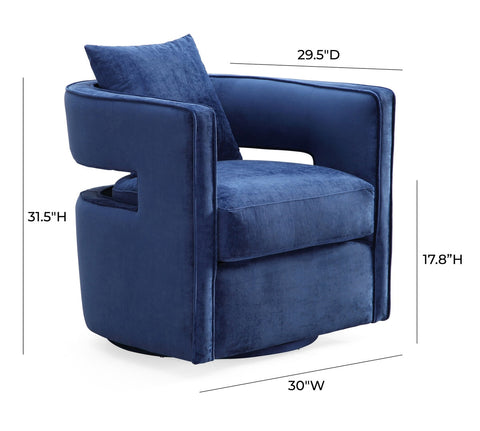 Kennedy Navy Textured Velvet Swivel Chair Model: TOV-L6124