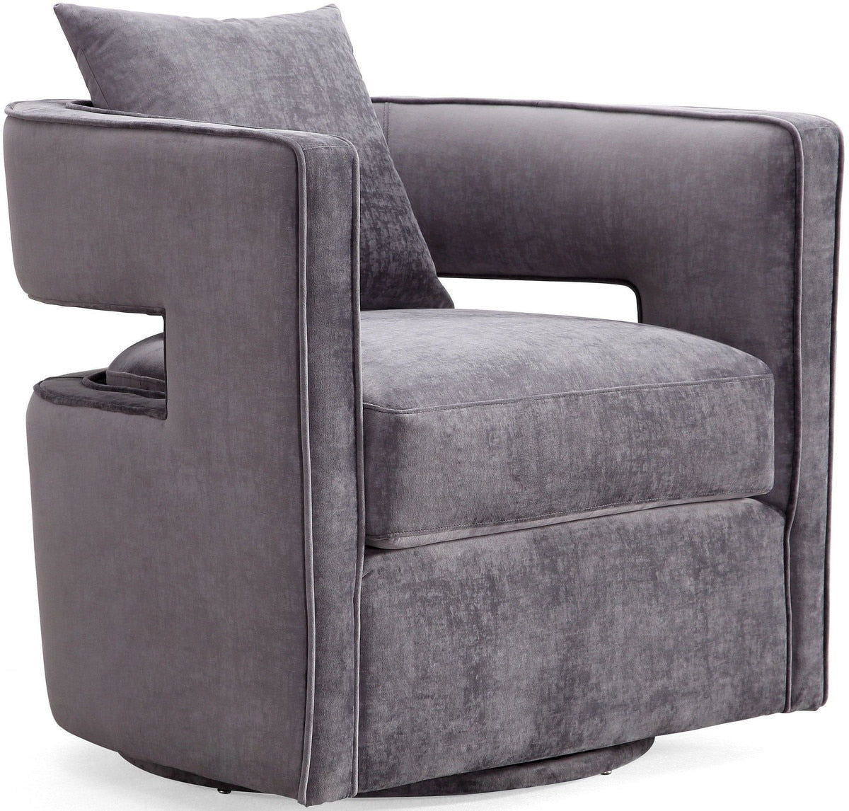 Kennedy Grey Textured Velvet Swivel Chair Model: TOV-L6125