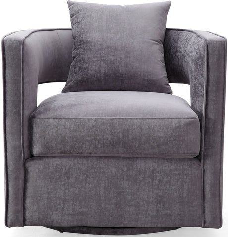 Kennedy Grey Textured Velvet Swivel Chair Model: TOV-L6125