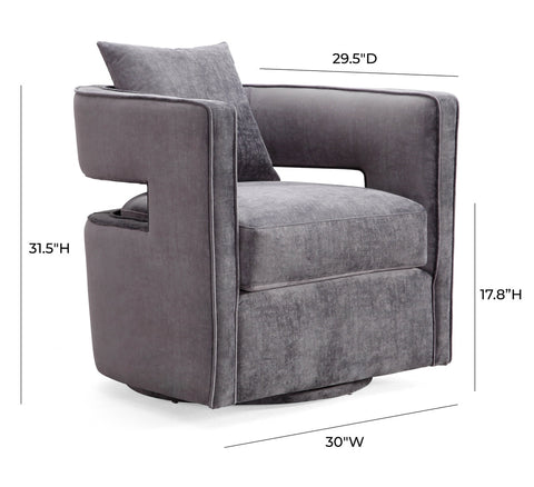 Kennedy Grey Textured Velvet Swivel Chair Model: TOV-L6125